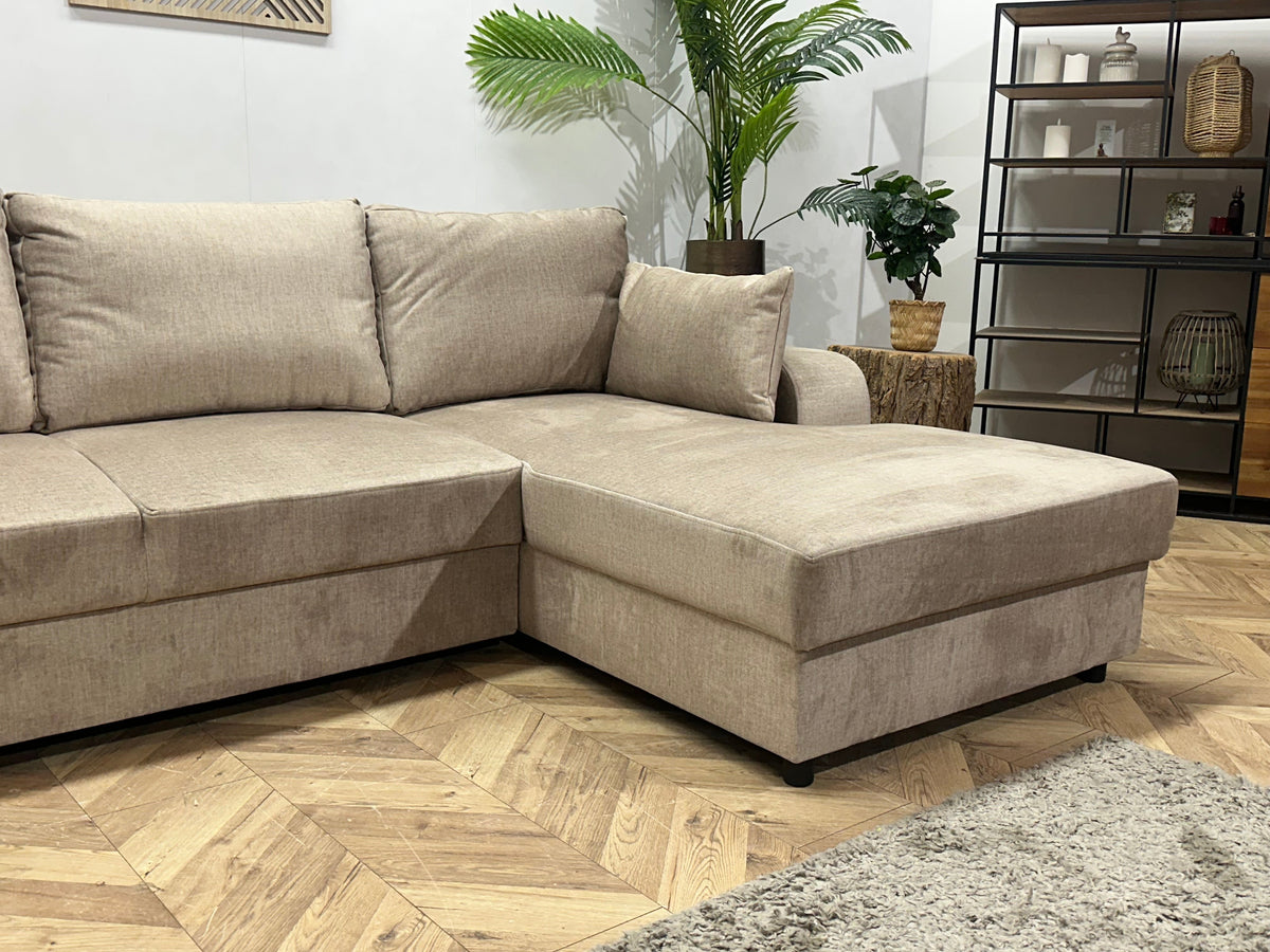 !Showroommodel! Beige Velvet U Zetel