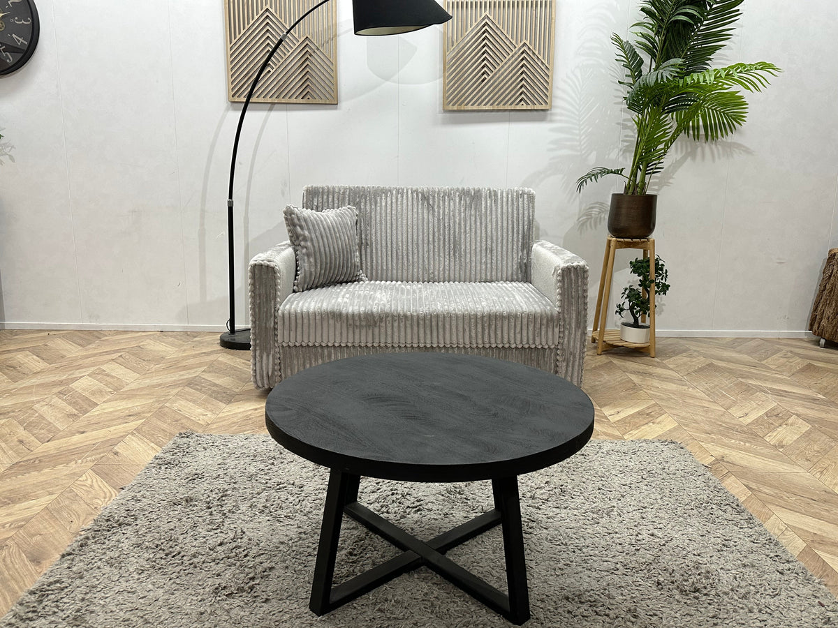 !Showroommodel! Licht Grijze Ribstof 2-Zits Zetel ~ Slaapfunctie