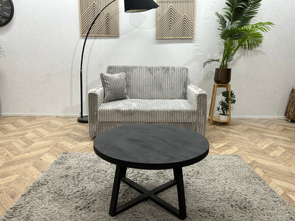 !Showroommodel! Licht Grijze Ribstof 2-Zits Zetel ~ Slaapfunctie