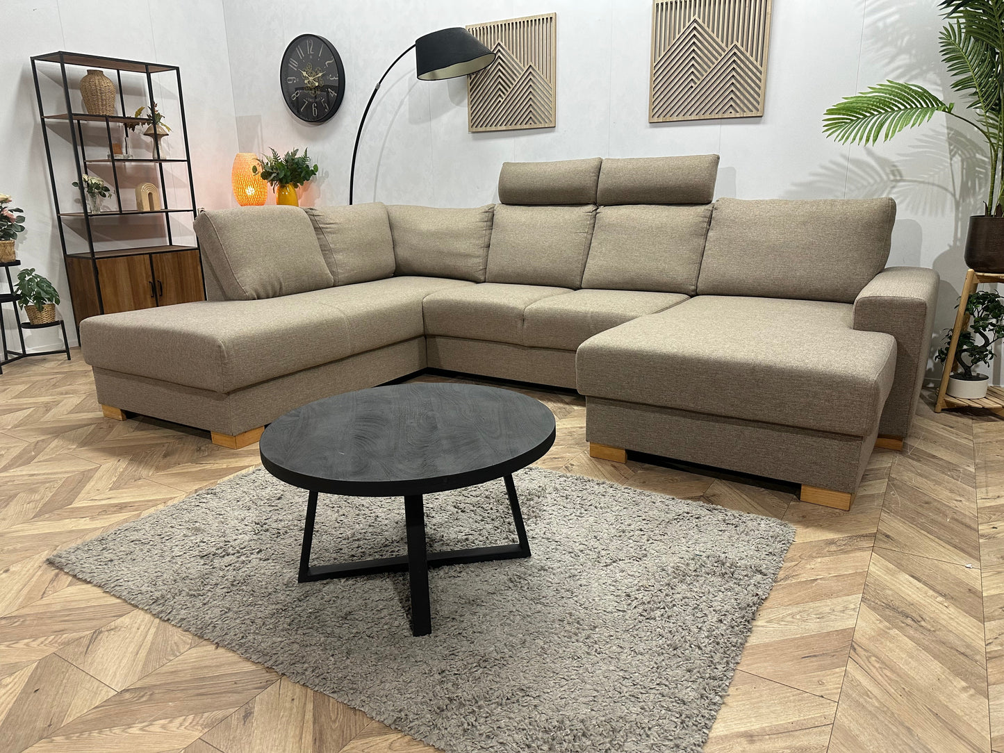 Beige U Zetel ~ Losse Rugkussens Met Afneembare Hoezen