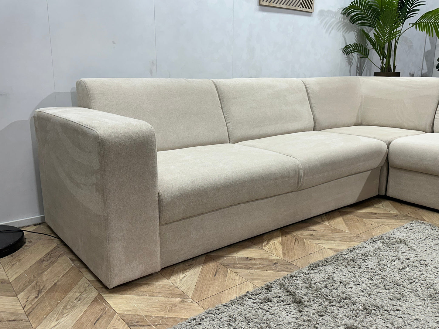 !Showroommodel! Crème Suède Stoffen Hoekzetel