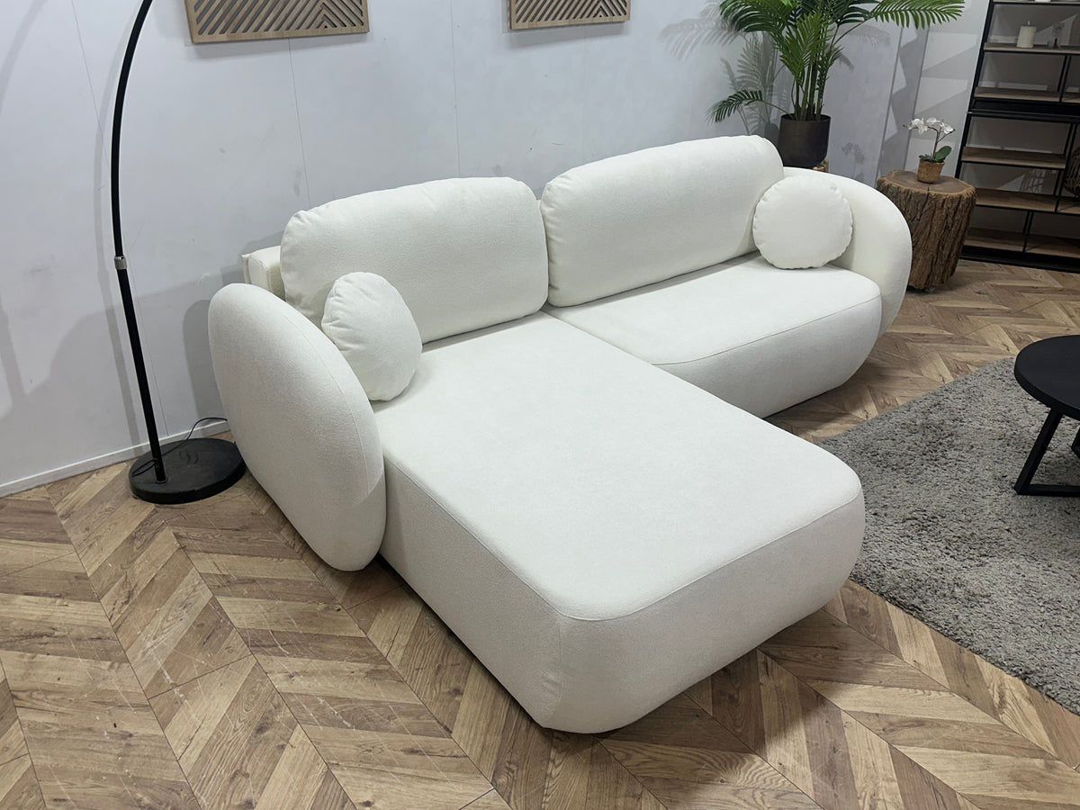 !Showroommodel! Witte Velvet Hoekzetel ~ Slaapfunctie