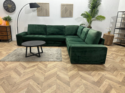 Groene Velvet Hoekzetel ~ Losse Kussens Met Afneembare Hoezen