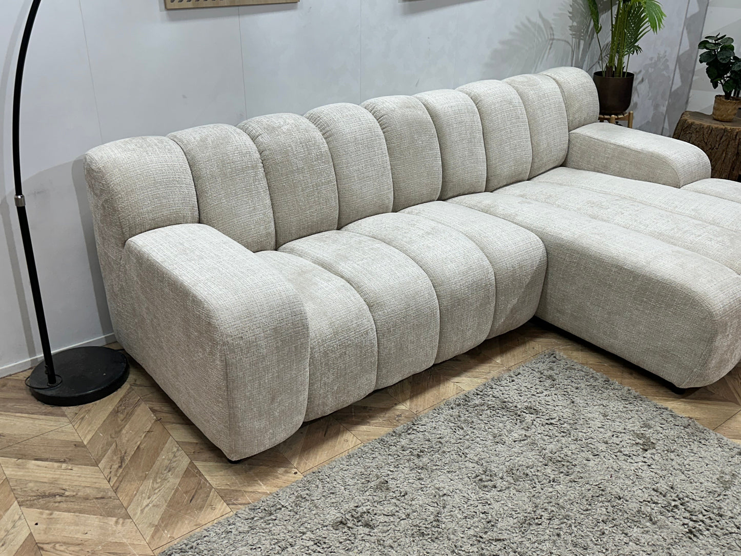 !Showroommodel! Witte/Crème Cremona Stoffen Hoekzetel