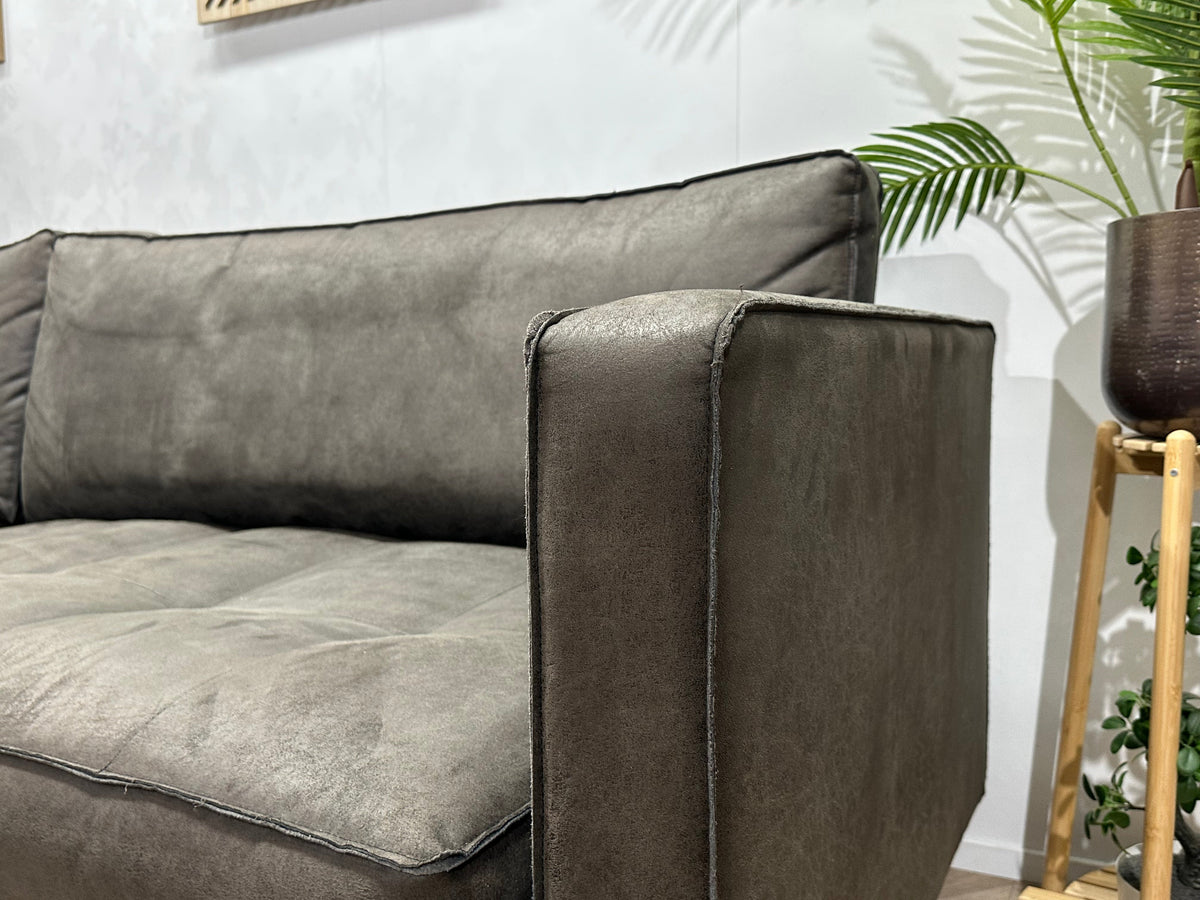 Be Pure Antraciet Suede Stoffen 2.5-Zits Zetel Inc Hocker ~ Losse Kussens Met Afneembare Hoezen