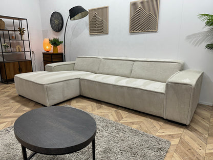 !Showroommodel! Crème Ribstof Hoekzetel ~ Vaste Kussens