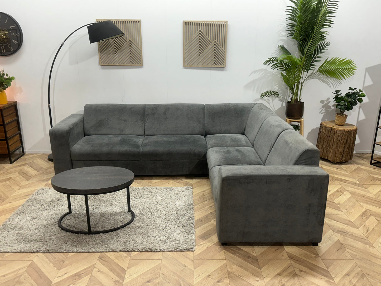 !Showroommodel! Antraciet Velvet Hoekzetel