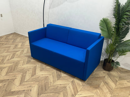 Blauwe 2-Zits Zetel ~ Losse Rugkussens Met Afneembare Hoezen