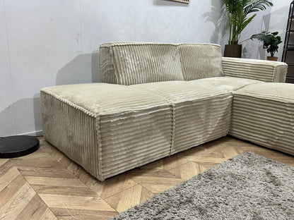!Showroommodel! Witte/Crème Ribstof Design Hoekzetel