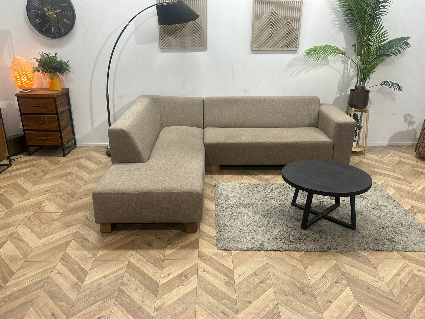 Goossens Beige Hoekzetel ~ Vaste Kussens