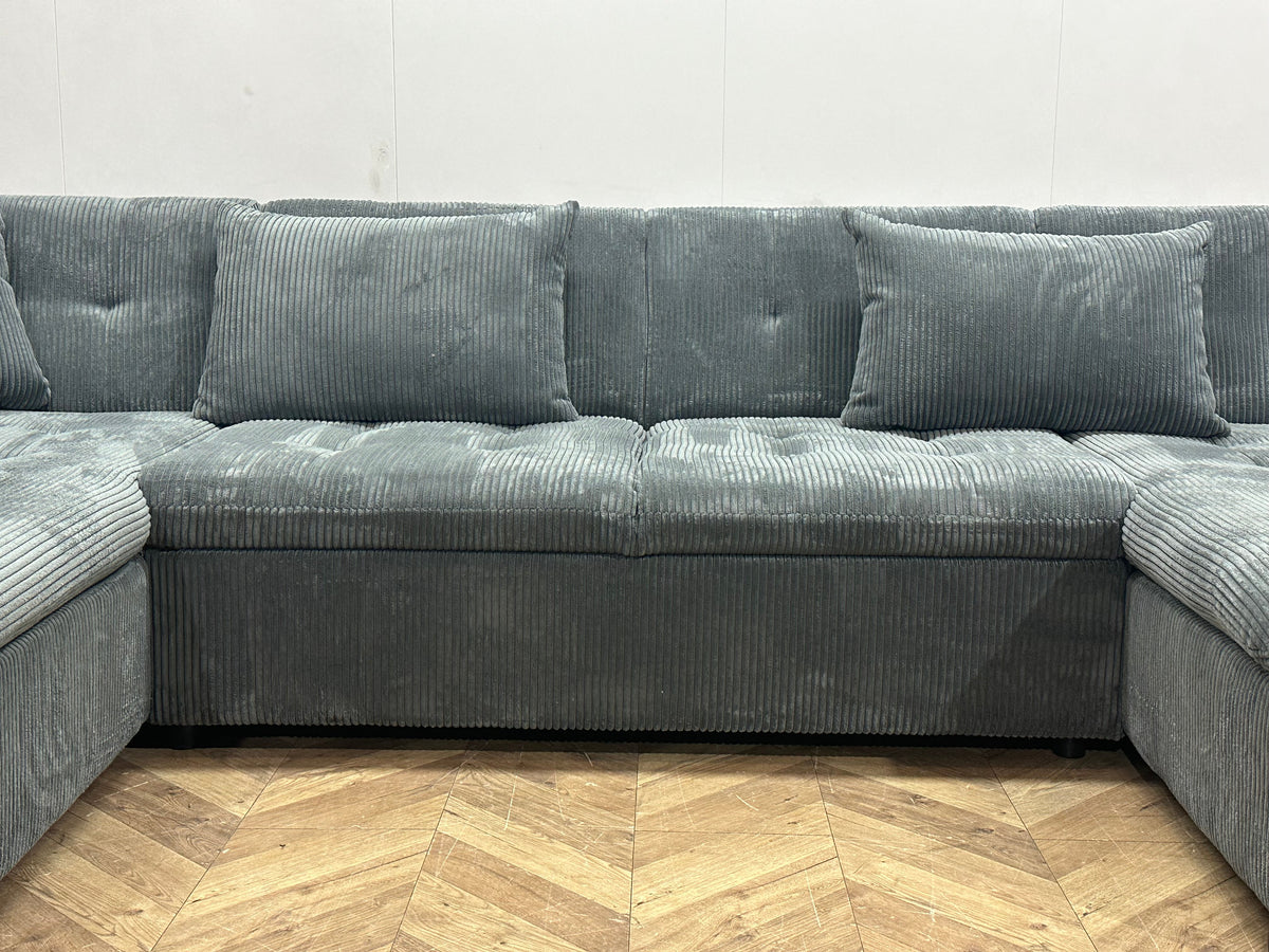 !Showroommodel! Blauwe Ribstof U Zetel