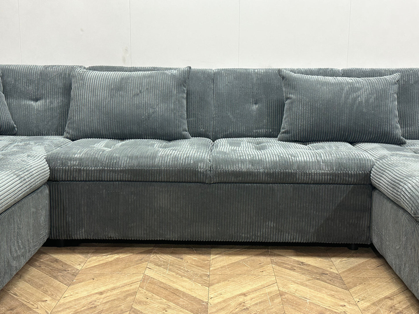 !Showroommodel! Blauwe Ribstof U Zetel