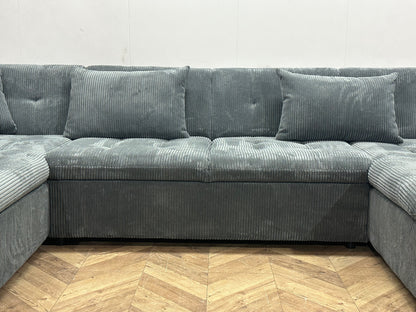 !Showroommodel! Blauwe Ribstof U Zetel