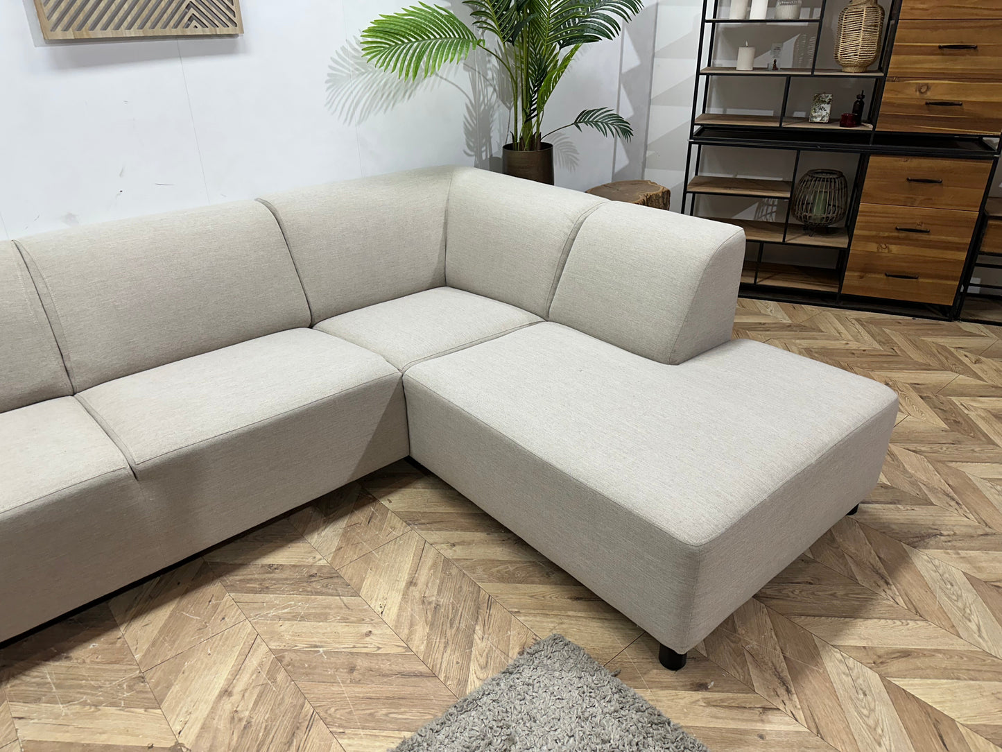 SoTrue Beige Stoffen U Zetel ~ Vaste Kussens