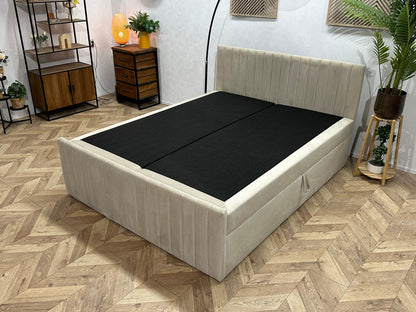 !Showroommodel! Beige Velvet Boxspring Inc Topper
