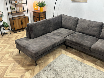 Antraciet Velvet Hoekzetel ~ Losse Kussens Met Afneembare Hoezen