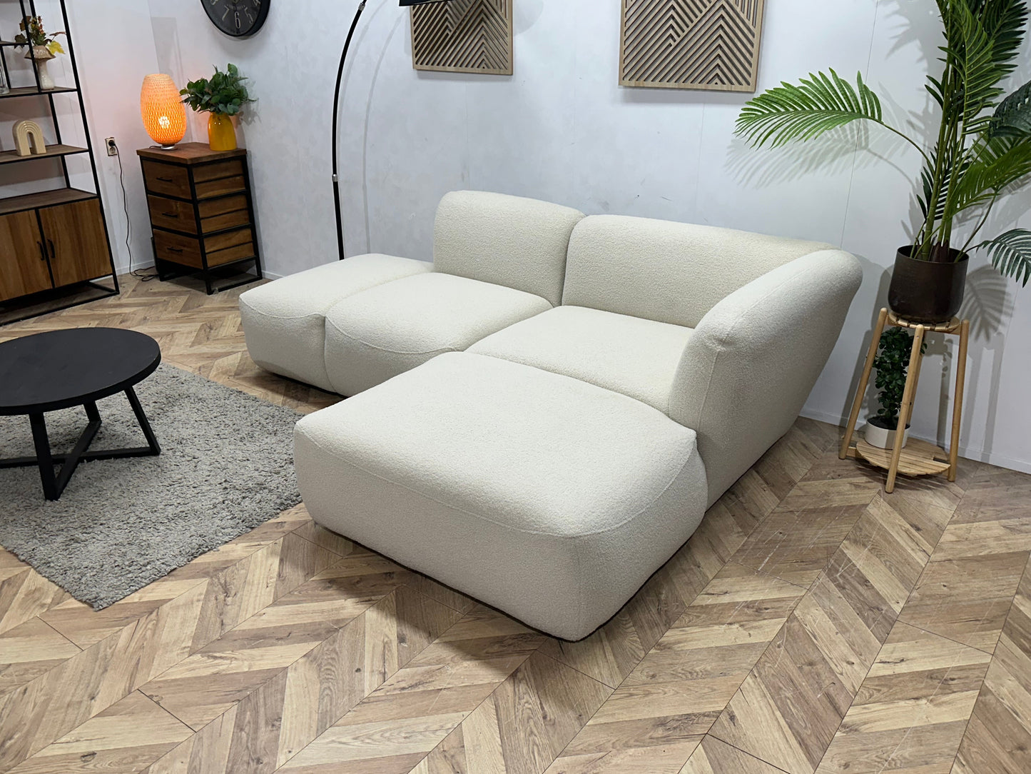 Witte Bouclé Stoffen Hoekzetel ~ Nieuwstaat
