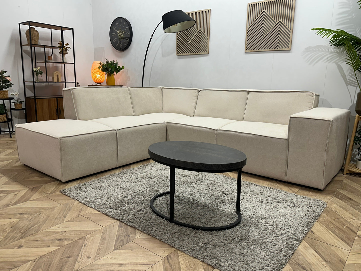 !Showroommodel! Crème Suède Stoffen Hoekzetel