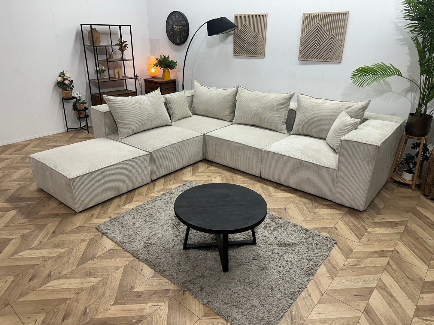 !Showroommodel! Witte Ribstof Hoekzetel ~ Meerdere Opstellingen