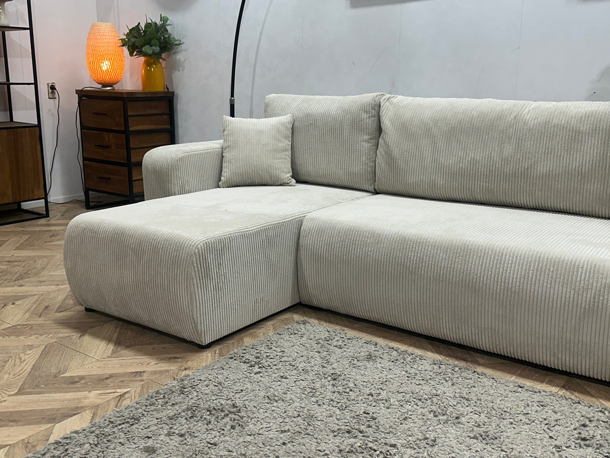!Showroommodel! Witte Ribstof Hoekzetel ~ Meerdere Opstellingen