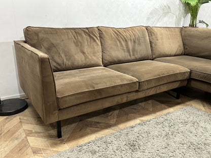 Lifestyle Home Collection Bruine Velvet Hoekzetel ~ Losse Kussens Met Afneembare Hoezen