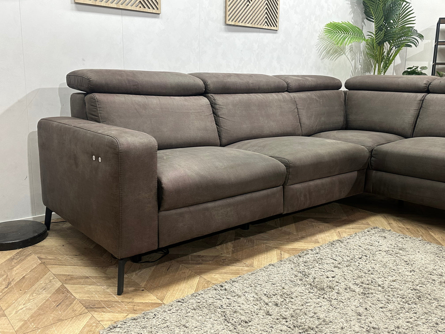 H&H Bruine Suède Stoffen Hoekzetel ~ Relaxfunctie