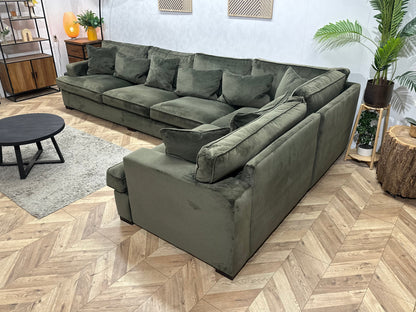 Groene Velvet Ruime Hoekzetel ~ Losse Kussens Met Afneembare Hoezen