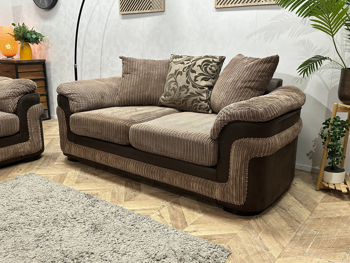 Bruine Ribstof/Suede Stoffen Hoekzetel ~ Losse Kussens Met Afneembare Hoezen