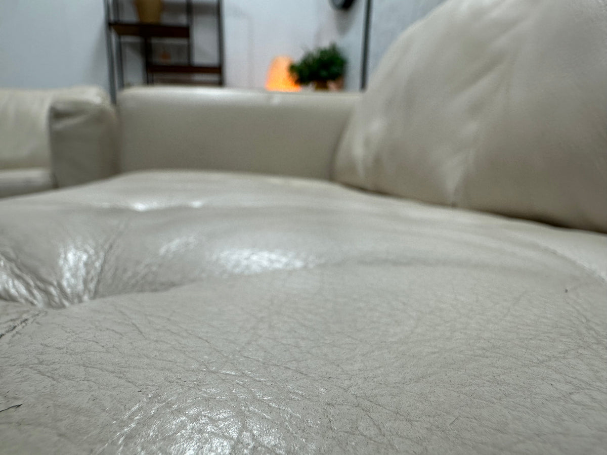 Natuzzi Crème Echt Lederen Zetels Set ~ Losse Rugkussens