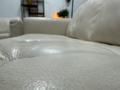 Natuzzi Crème Echt Lederen Zetels Set ~ Losse Rugkussens
