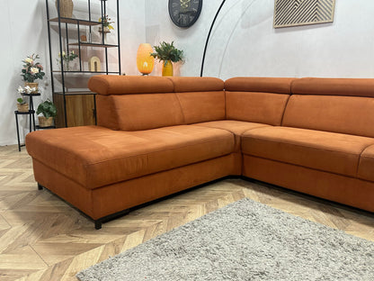 Cognac Bruine Suède Stoffen Hoekzetel ~ Verstelbare Arm/ Hoofdsteunen
