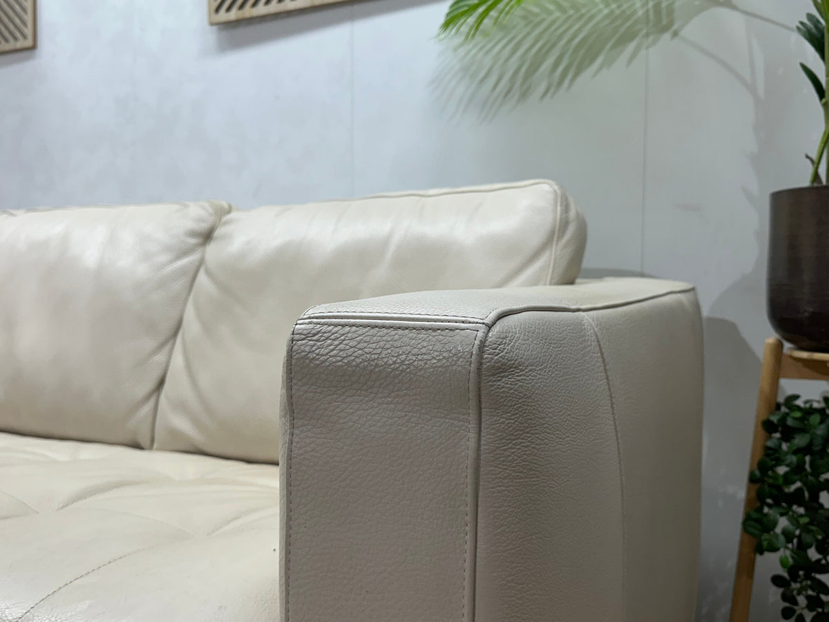 Natuzzi Crème Echt Lederen Zetels Set ~ Losse Rugkussens