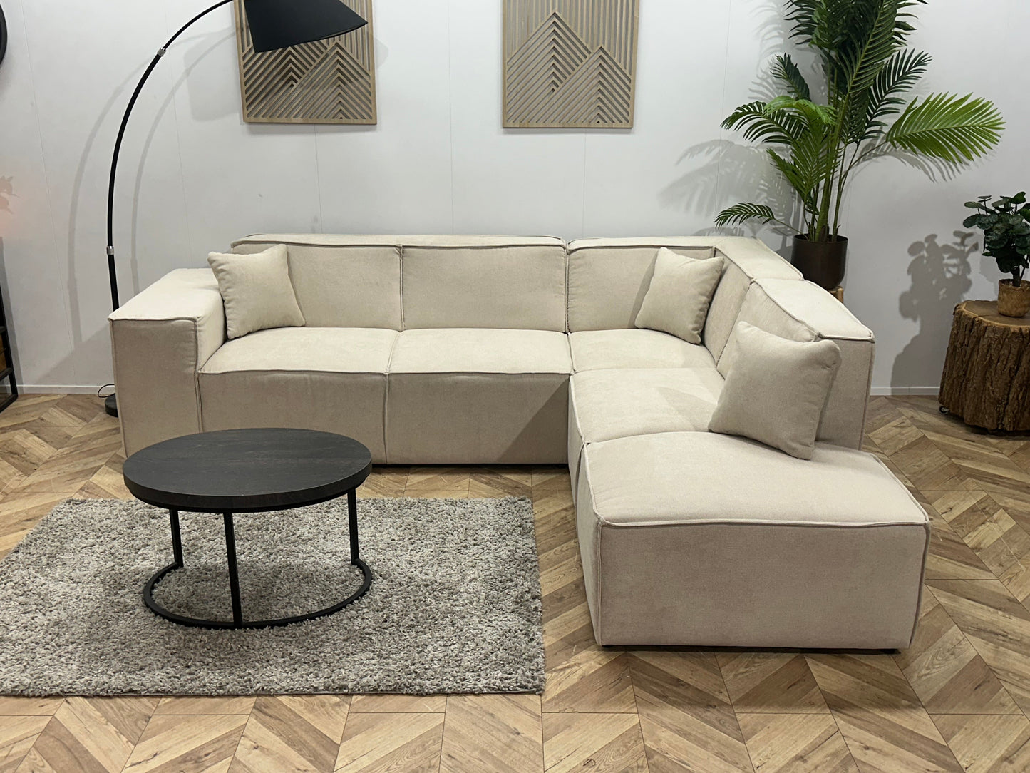!Showroommodel! Crème Suède Stoffen Hoekzetel