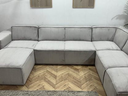 !Showroommodel! Licht Grijze Ribstof U Zetel