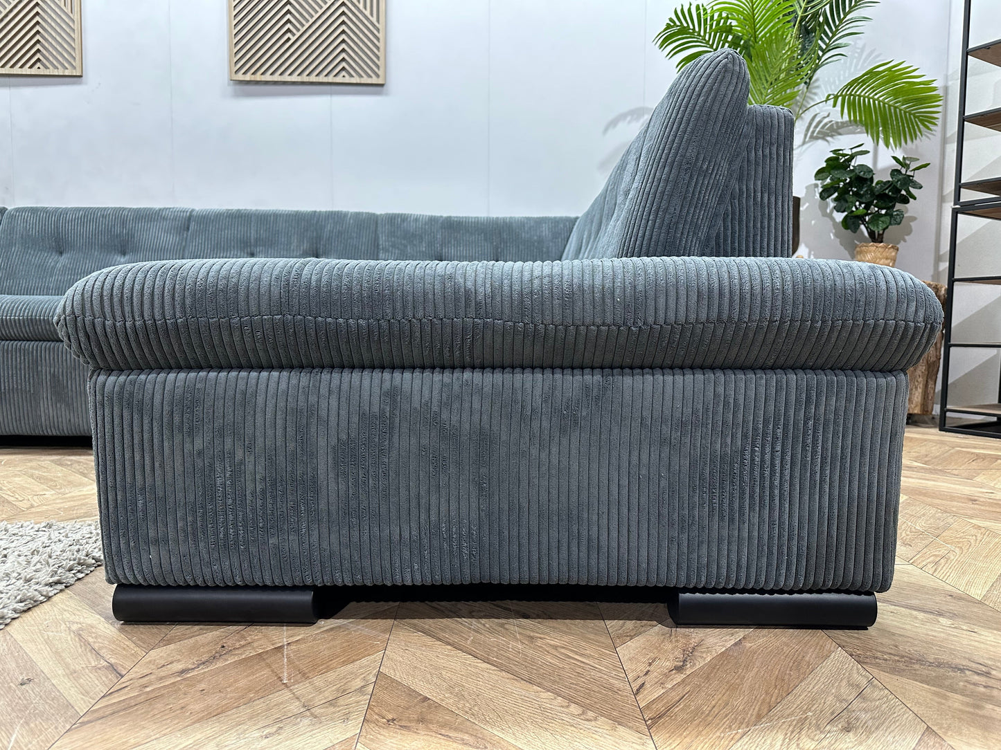 !Showroommodel! Blauwe Ribstof U Zetel ~ Vaste Kussens