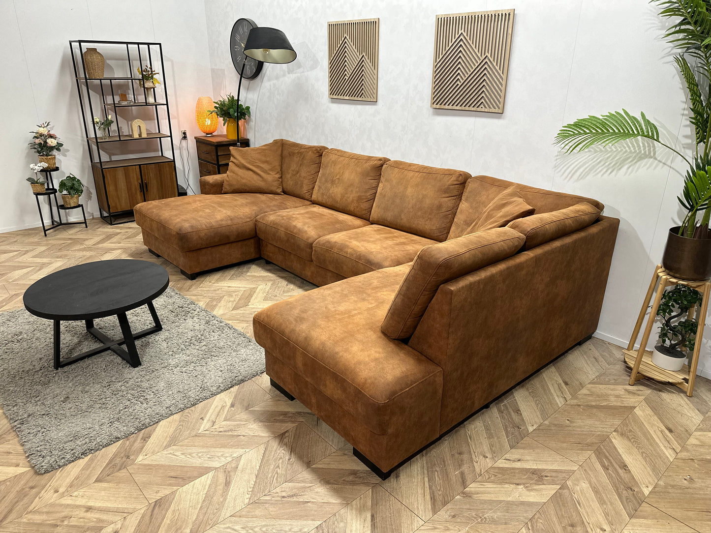 Cognac Bruine Suède Stoffen U Zetel ~ Losse Rug Kussens