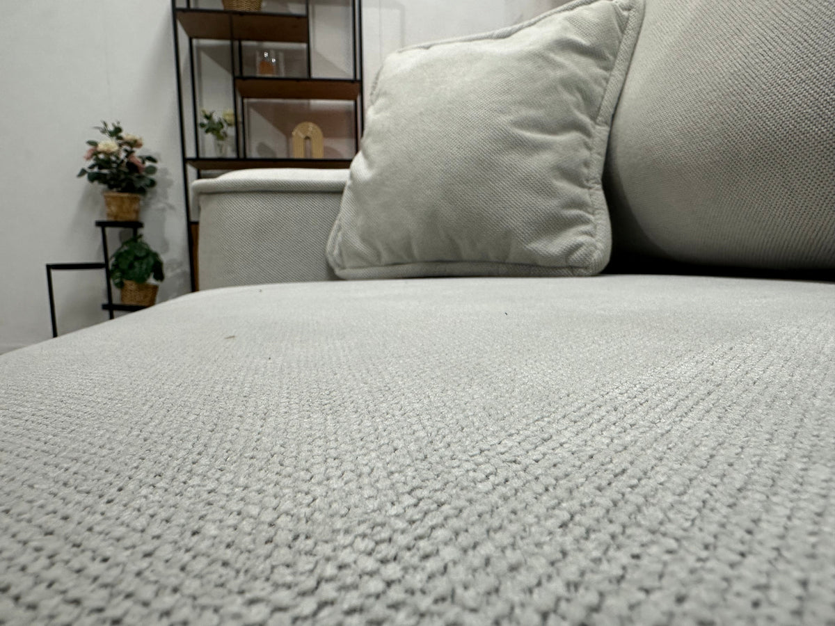 !Showroommodel! Witte/Crème Suède Stoffen Hoekzetel