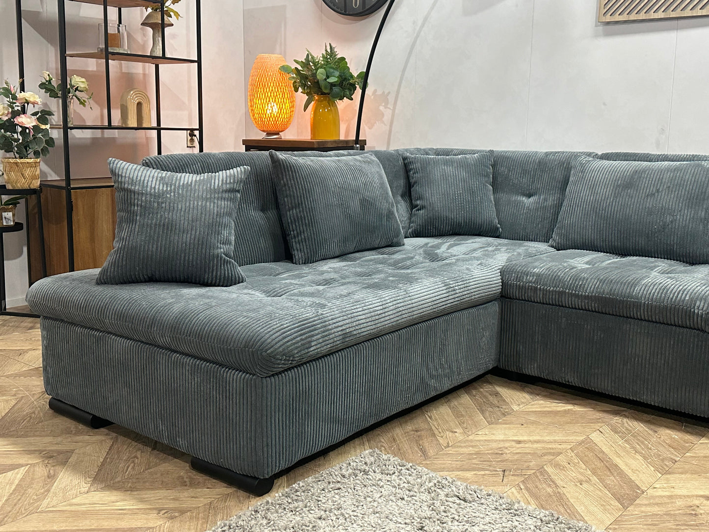 !Showroommodel! Blauwe Ribstof U Zetel