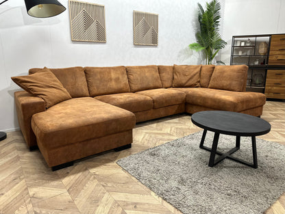 Cognac Bruine Suède Stoffen U Zetel ~ Losse Rug Kussens