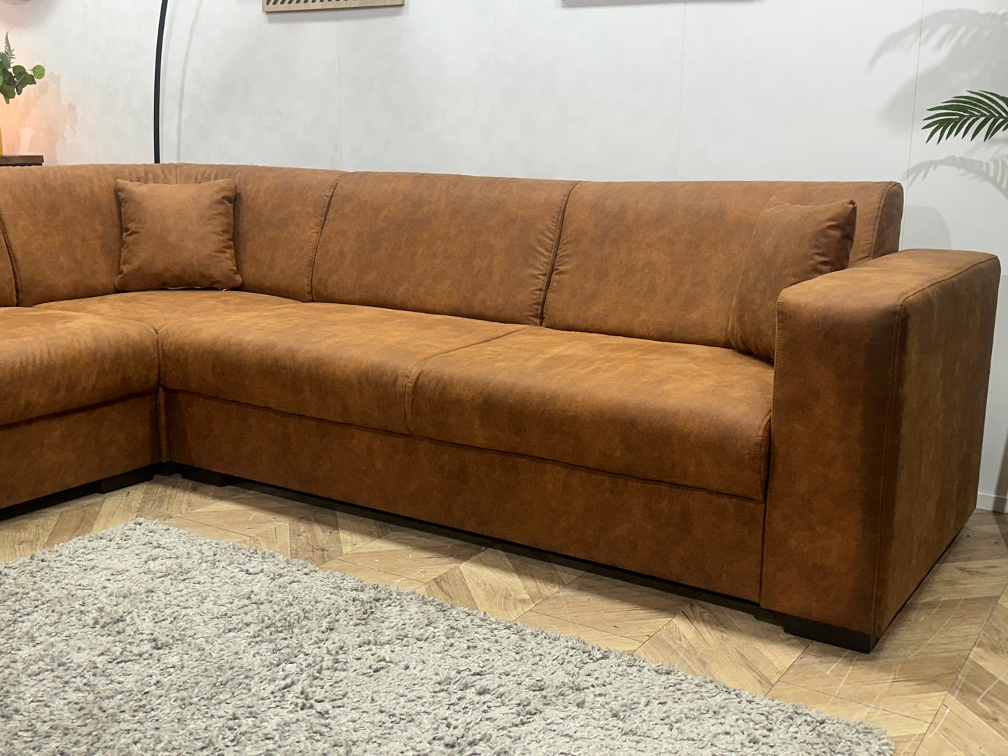 !Showroommodel! Cognac Bruine Suède Stoffen Hoekzetel