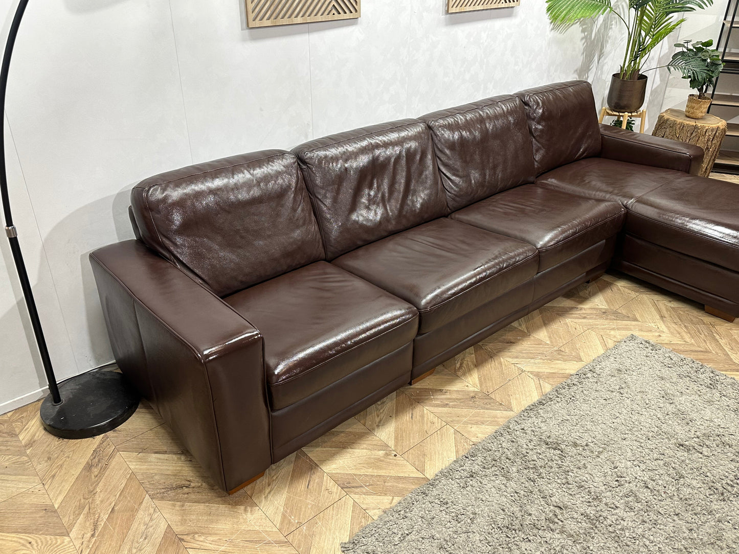 W.Schillig Bruine Echt Lederen Hoekzetel ~ Geïmpregneerd