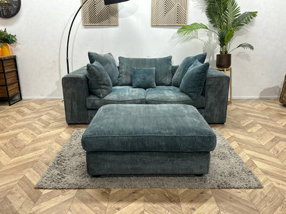 Blauwe Ribstof 2.5-Zits Zetel ~ Losse Kussens Met Afneembare Hoezen