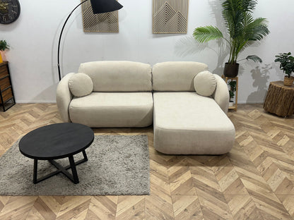 !Showroommodel! Witte/Crème Suède Stoffen Hoekzetel