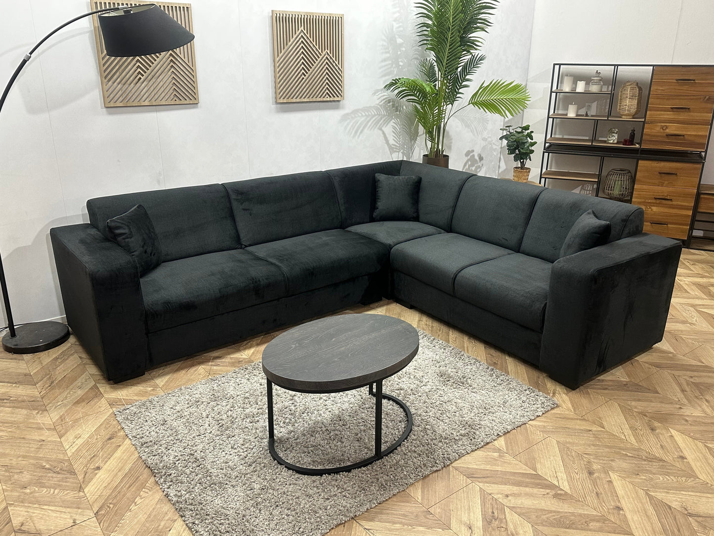 !Showroommodel! Zwarte Velvet Hoekzetel