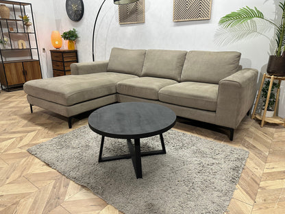 Beige Suède Stoffen Hoekzetel ~ Losse Kussens Met Afneembare Hoezen