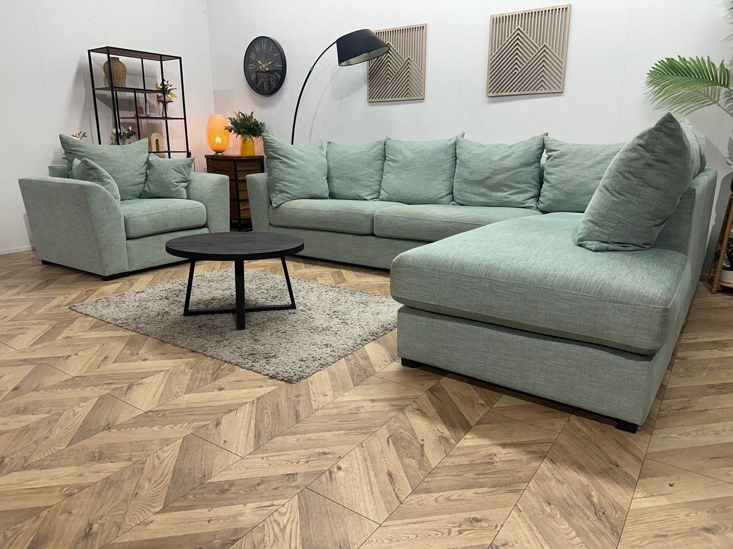 Burhens Licht Blauwe Ruime Hoekzetel Inc Fauteuil ~ Losse Kussens Met Afneembare Hoezen