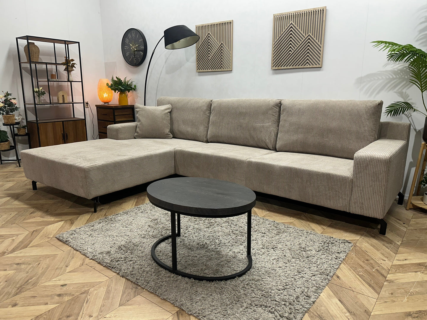 !Showroommodel! Licht Bruine Ribstof Hoekzetel