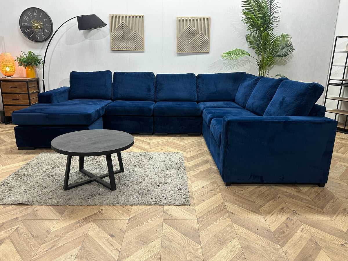 Blauwe Velvet U Zetel ~ Meerdere Opstellingen