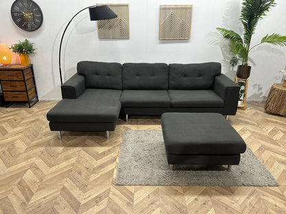Antraciet Hoekzetel Inc Hocker ~ Losse Kussens Met Afneembare Hoezen