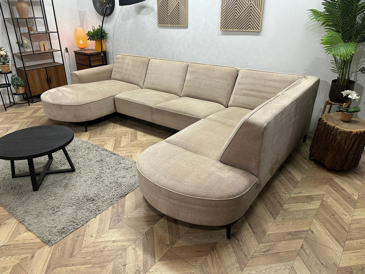 Crème/Beige Velvet U Zetel ~ Vaste Kussens
